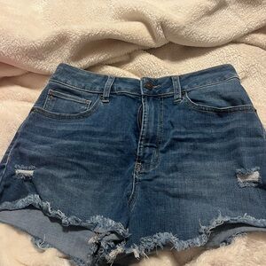 Rewash Women's Blue Distressed Jean Shorts